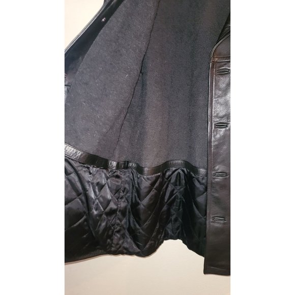 J Crew Black Leather Jacket Size Medium - Picture 4 of 9